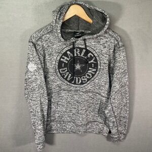 Harley-Davidson Mens Small Hoodie Gray Space Dye Marled Graphic Logo
